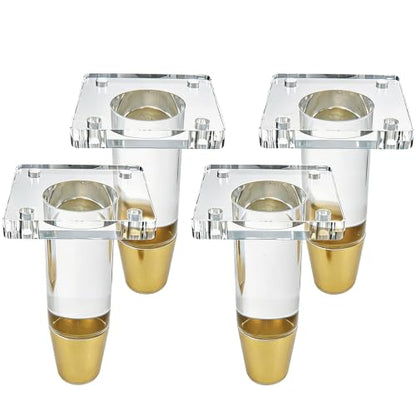 Clear Acrylic Sofa Legs, 4.7 Inch with Brass Tip, 4Pcs - size: H 4.7 Inch