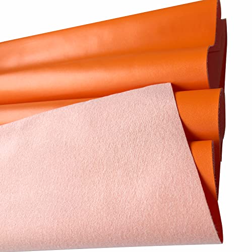 Large Soft Vinyl Upholstery Leather Fabric 1 Yard 56.3x36inch, 0.8mm Thick Texture Faux Leather Sheets, for Upholstery Crafts, Sofa, Car Seat, Handbag, Earrings, Hair Bows, DIY Crafts(Orange) - color: Orange