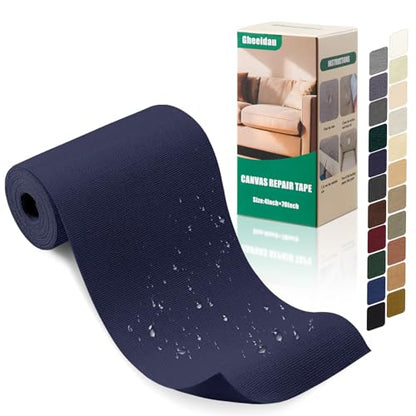 Gheeidau Canvas Repair Tape 4×70 Inch Waterproof Self-Adhesive Fabric Repair Patch for Repairing Boat Covers,Tents,Patio Umbrellas,Car Seats,Luggage,Sofas.(Navy Blue) - color: Navy Blue, size: 4"×70"