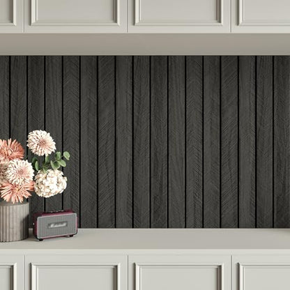 Wood Panels for Wall Soundproof Shiplap Peel and Stick Wallpaper - color: Grey/Black, size: 24"x118"