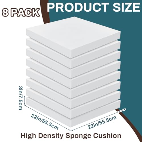 Frienda 8 Pack 3" x 22" x 22" Upholstery High Density Craft Foam - size: 3" x 22" x 22"