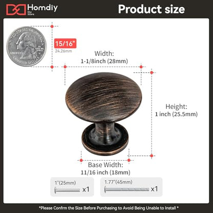 homdiy 30 Pack Oil Rubbed Bronze Round Solid Zinc Alloy Cabinet Knobs - color: Oil Rubbed Bronze