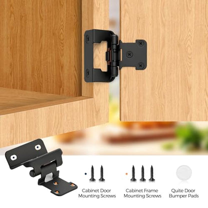 Matte Black Cabinet Hinges, 1/2 Inch Overlay, 4 Pack(2 Pairs) - color: Matte Black