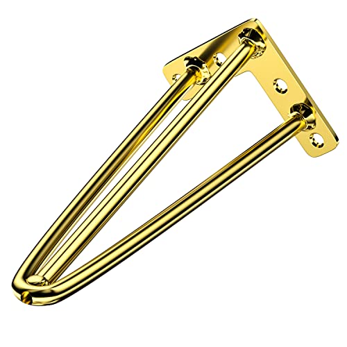 Osring 14 Inch Furniture Hairpin Legs Gold,1/2" Dia 3-Rods Metal Table Feet - color: Gold, size: 14 Inch