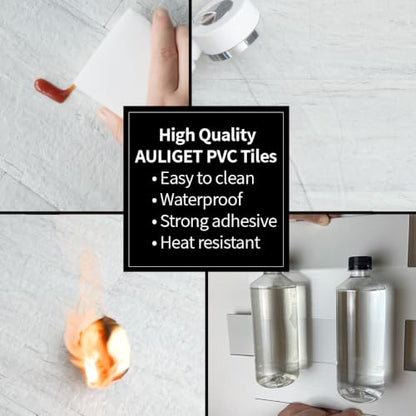 AULIGET 2-Piece Light Shale Peel and Stick Backsplash Wall Tiles, 6" x 12" PVC Faux Stone Stick on Tile for Backsplash Kitchen, Bathroom, Laundry Room, Camper, Fireplace - color: Light Shale, size: 2 Sheets, 6"x12"x0.12"