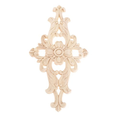 1Pc Wood Carved Appliques Central Wooden Carving Onlays Furniture Decals - size: 1-Pack, 10.63 x 5.51 inches