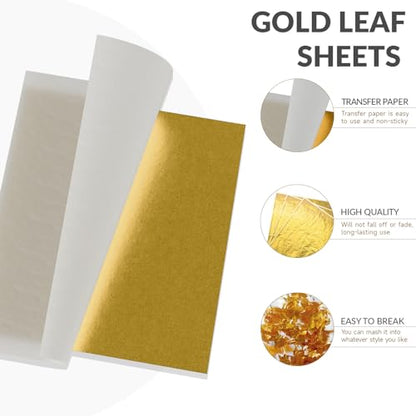 100PCS Gold Leaf Sheets for Gilding Painting DIY Craft Non Fading Non Oxidising 6.1x5.3in - color: 100PCS Gold Leaf