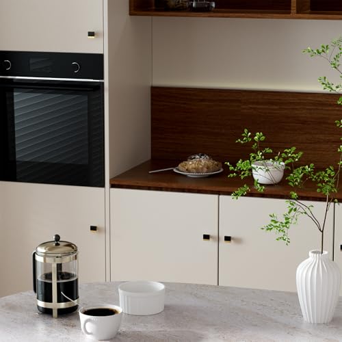 Rergy 10 Pack Black and Gold Cabinet Handles Gold Drawer Knobs - color: Black&Gold, size: Single Hole Center