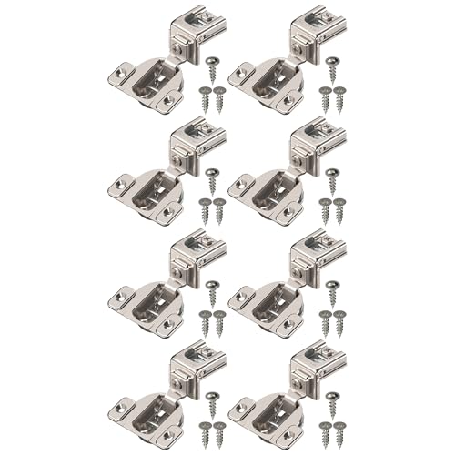 Blum Compact Hinge (4 Kits), 1-1/4" Overlay, 110° Opening Angle, Steel, Concealed Hinges for Face Frame Cabinets - size: Pack of 8, style: With Screws