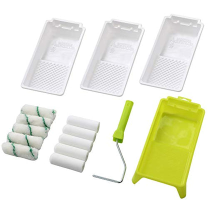 KUPOO 4" Foam Paint Roller Kit Mini Roller with Frame,Tray & Refills - size: 4 inch Foam Roller Set