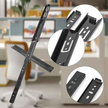 6 Pairs 14 Inch Black Full Extension Drawer Slides, Side Mount Drawer Slides with Screw, Ball Bearing File Cabinet Rails for Kitchen and Office Cabinet - size: 6 Pairs 14 Inch