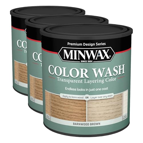 Minwax Color Wash Stain, Barnwood Brown, 1 qt | Semi-Transparent | Pack of 3 | Transparent Layering - color: Barnwood Brown, size: 1 Quart (Pack of 3)