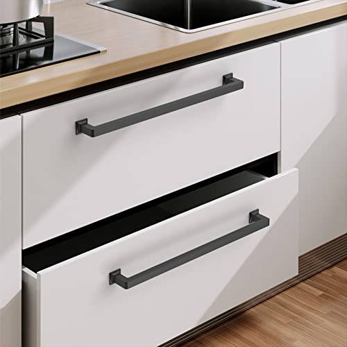 9BUILD 10 Pack 10 Inch Matte Black Cabinet Handles,Kitchen Hardware - color: Matte Black, size: 10"/256MM Hole Center