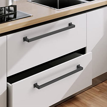 9BUILD 10 Pack 10 Inch Matte Black Cabinet Handles,Kitchen Hardware - color: Matte Black, size: 10"/256MM Hole Center