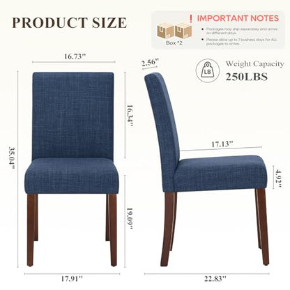 MALOL Upholstered Dining Chairs Set of 4, Modern Fabric Dining Room Chair, Wooden Dining Chair, Kitchen Side Chairs, Farmhouse Dinner Chair with High Back for Kitchen, Blue - color: Blue, size: Set of 4