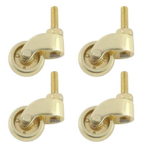 Caster Wheels 1" Small 360° Swivel Antique Gold Chair Wheel, 4 Pcs - style: Gold