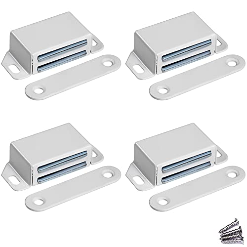 WOOCH Magnetic Door Catch - 30lb High Magnetic Stainless Steel Heavy Duty Catch for Kitchen Bathroom Cupboard Wardrobe Closet Closures Cabinet Door Drawer Latch (2.1 in White, 4-Pack) - color: White, size: 4 Pack