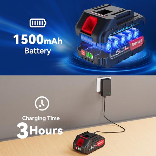 Cordless Nail Gun, 2-in-1 Brad Nailer/Staple Gun,18V Built in Battery - color: Blue
