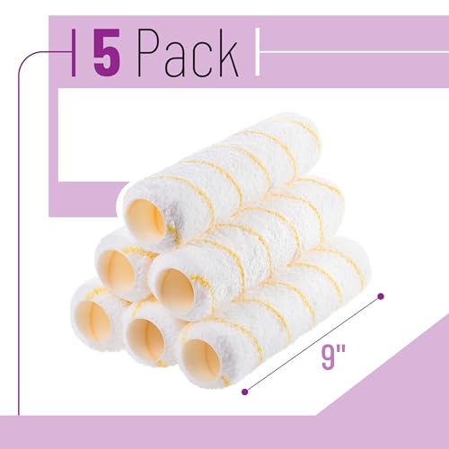 Bates- Paint Roller Covers, 9" x 3/8", 6 Pack, Yellow Stripes, Covers for Paint Rollers 9 Inch - size: 9" x 3/8", 6 Pack