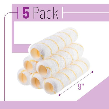 Bates- Paint Roller Covers, 9" x 3/8", 6 Pack, Yellow Stripes, Covers for Paint Rollers 9 Inch - size: 9" x 3/8", 6 Pack