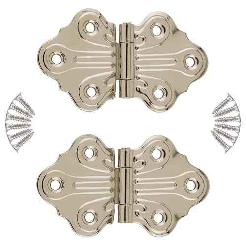 Polished Nickel Butterfly Hinges - 2-7/8" x 1-11/16" - Pack of 2 - Decorative Surface Mount Hinges for Cabinet Doors, Cupboards and Boxes - UA-264-HPN (1) - color: Nickel