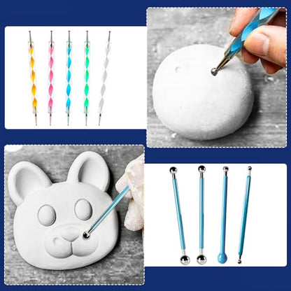 OSBANG Air Dry Clay Glaze and Tools Kit, Gloss Clear Varnish with 29-Piece Clay Sculpting Set - size: Gloss Glaze Tool Kit