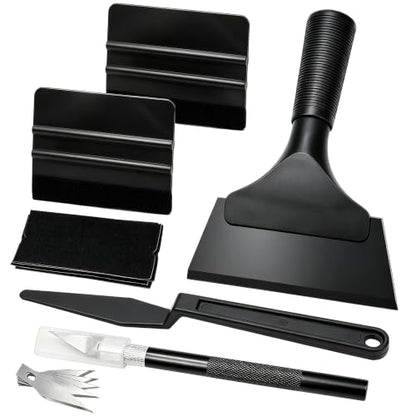Black Window Tinting Vinyl Wrap Kit: Squeegee, Cutter, Film Tuck Tool