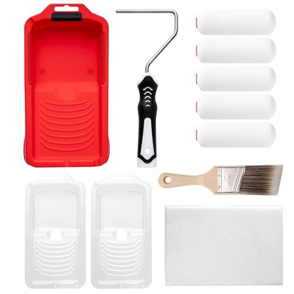 Mister Rui 4 Inch Foam Paint Roller Kit with Tray, Liners & Brush