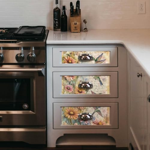 OLYCRAFT 3pcs/Set Vintage Hummingbird Rub on Transfers for Furniture and Crafts 12x6 Inch Hummingbird Collage Furniture Transfer Sticker Decals Transfer Stickers Rub on Decals for Wood Glass - style: Hummingbird