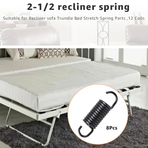2-1/2 inch Overall Length Spring Furniture Replacement Extension Tension Springs, Fit for Recliner Sofa Trundle Bed Stretch Spring Parts,12 Coils, Black (Pack of 8) - size: 2-1/2 in