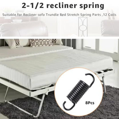 2-1/2 inch Overall Length Spring Furniture Replacement Extension Tension Springs, Fit for Recliner Sofa Trundle Bed Stretch Spring Parts,12 Coils, Black (Pack of 8) - size: 2-1/2 in