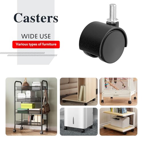 1.5 Inch Furniture Stem Casters Set of 4, Threaded Stem Diameter 5/16" Plastic Caster Wheels, Black Swivel Small Castors with T-Nuts, for Table, Cabinet, Storage Rack - style: 1.5 inch