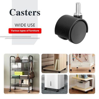 1.5 Inch Furniture Stem Casters Set of 4, Threaded Stem Diameter 5/16" Plastic Caster Wheels, Black Swivel Small Castors with T-Nuts, for Table, Cabinet, Storage Rack - style: 1.5 inch