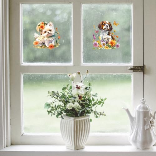 Peacoblue Dogs and Flowers Rub On Transfers for Furniture Craft 6"x12" - style: Dogs and Flowers