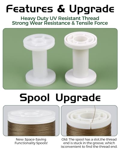 330 Yards FIVEIZERO Extra Strong Upholstery Thread, Bonded Thread, Khaki - color: Khaki