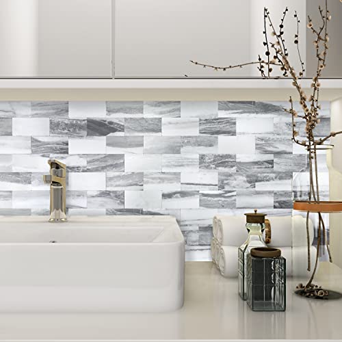 STICKGOO 10-Sheets Subway Tiles Peel and Stick Backspalsh, Gray - color: Gray