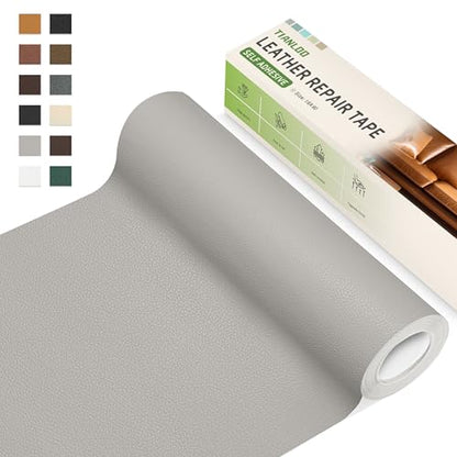 TIANLDD Leather Repair Tape,16 x 80 Inches Self Adhesive Leather Repair Patch，Leather Repair Kit for Furniture，Couches,Car Seats,Cabinets,Handbags(Light Gray-Litchi Grain) - color: Light Gray-Litchi Grain, size: 16" x 80"