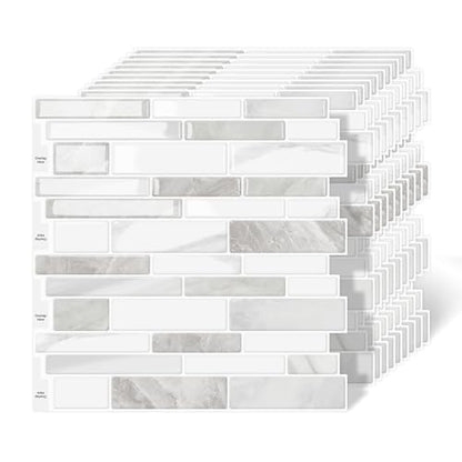 10-Sheet Peel and Stick Kitchen Backsplash Tiles - color: Beige White
