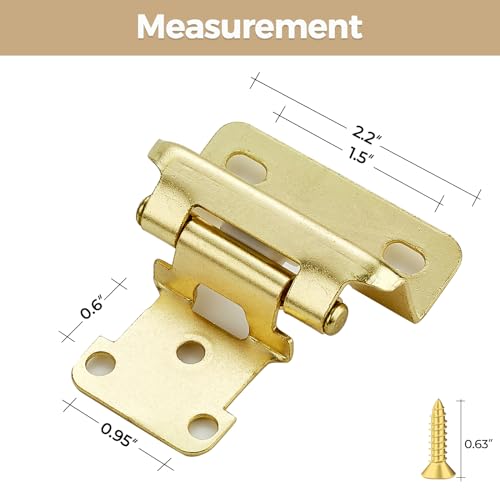 30 Pack 15 Pair Gold Cabinet Hinges, 1/2" Semi Wrap Kitchen Hinges - color: Gold, size: 1/2" Semi Wrap
