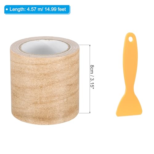 PATIKIL 3" X30' Self-Adhesive Wood Grain Repair Tape with Scraper Maple Light Chestnut