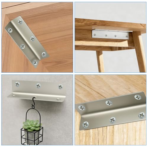 4" x 1" Corner Brace Angle Bracket, 4 Pcs, Stainless Steel - size: silver,4"x 1"