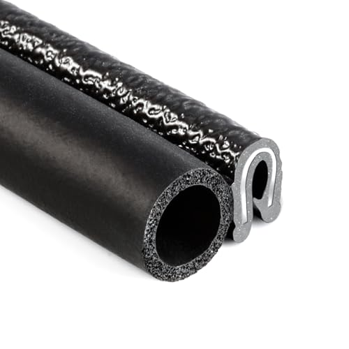 TRIM-LOK Trim Seal, Edge Trim with Side Bulb, Fits 0.437-Inch Bulb, 1/16-Inch Edge, 3/8-Inch Leg, 25-Foot Length, Black Pebble Finish, Flexible PVC Plastic Trim with EPDM Rubber Weather Stripping - style: 0.437" Bulb, 1/16" Edge, 3/8" Leg, 25 Feet