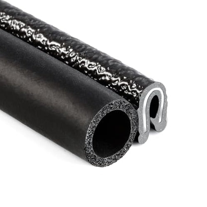 TRIM-LOK Trim Seal, Edge Trim with Side Bulb, Fits 0.437-Inch Bulb, 1/16-Inch Edge, 3/8-Inch Leg, 25-Foot Length, Black Pebble Finish, Flexible PVC Plastic Trim with EPDM Rubber Weather Stripping - style: 0.437" Bulb, 1/16" Edge, 3/8" Leg, 25 Feet