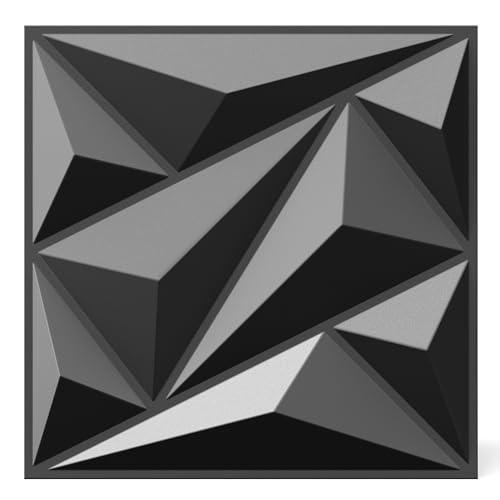 INMOZATA 3D Wall Panels, Diamond Textured PVC Accent Wall Panels - color: A_Black