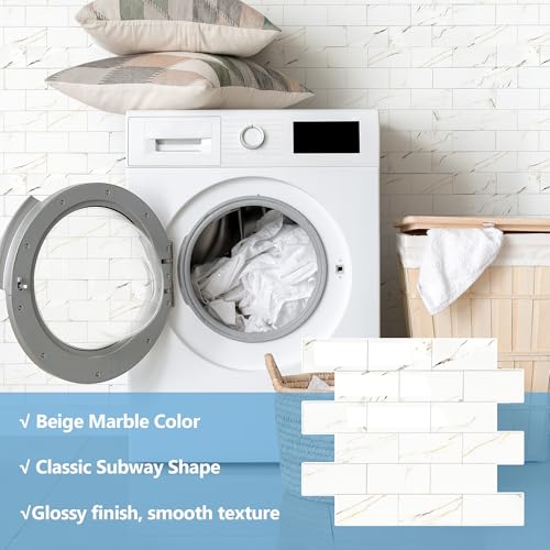 2026 New Upgrade Peel and Stick Backsplash Tile, Peel and Stick 11.34" X 11.57" Wall Tile for Kitchen, Bathroom, Fireplace, Laundry (Polished Carat Gold, 10 Packs) - color: Polished Carat Gold