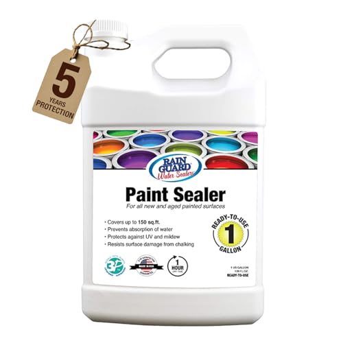 Rain Guard Paint Sealer 1 Gallon | Ready to Use | Protects Painted Concrete, Wood, Stone | Silane/Siloxane Acrylic Waterproofer | UV Resistant | Fast Drying | Semi-Satin Finish - size: 1 Gallon