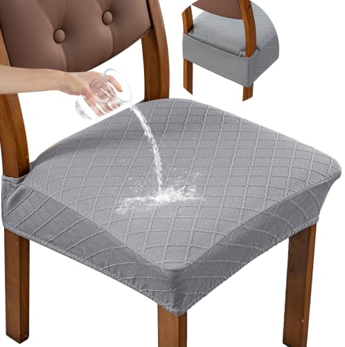 Genina Waterproof Chair Covers for Dining Room,Set of 2,Light Gray - color: Light Gray, size: 2PCS
