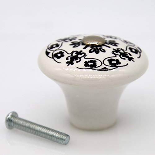 LXZ 4 PCs Vintage Style Round Ceramic Knobs Handles Pulls for Cabinet Drawer Door