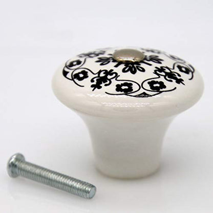 LXZ 4 PCs Vintage Style Round Ceramic Knobs Handles Pulls for Cabinet Drawer Door