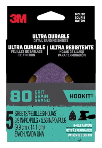 3M Ultra Durable Detail Sanding Sheets, 80 grit, 5/Pack - size: 80 Grit